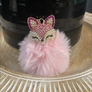 NWOT Pink Fox Fur Keychain